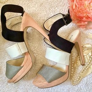 ShoeDazzle Pink, Grey, Black & White Shannan